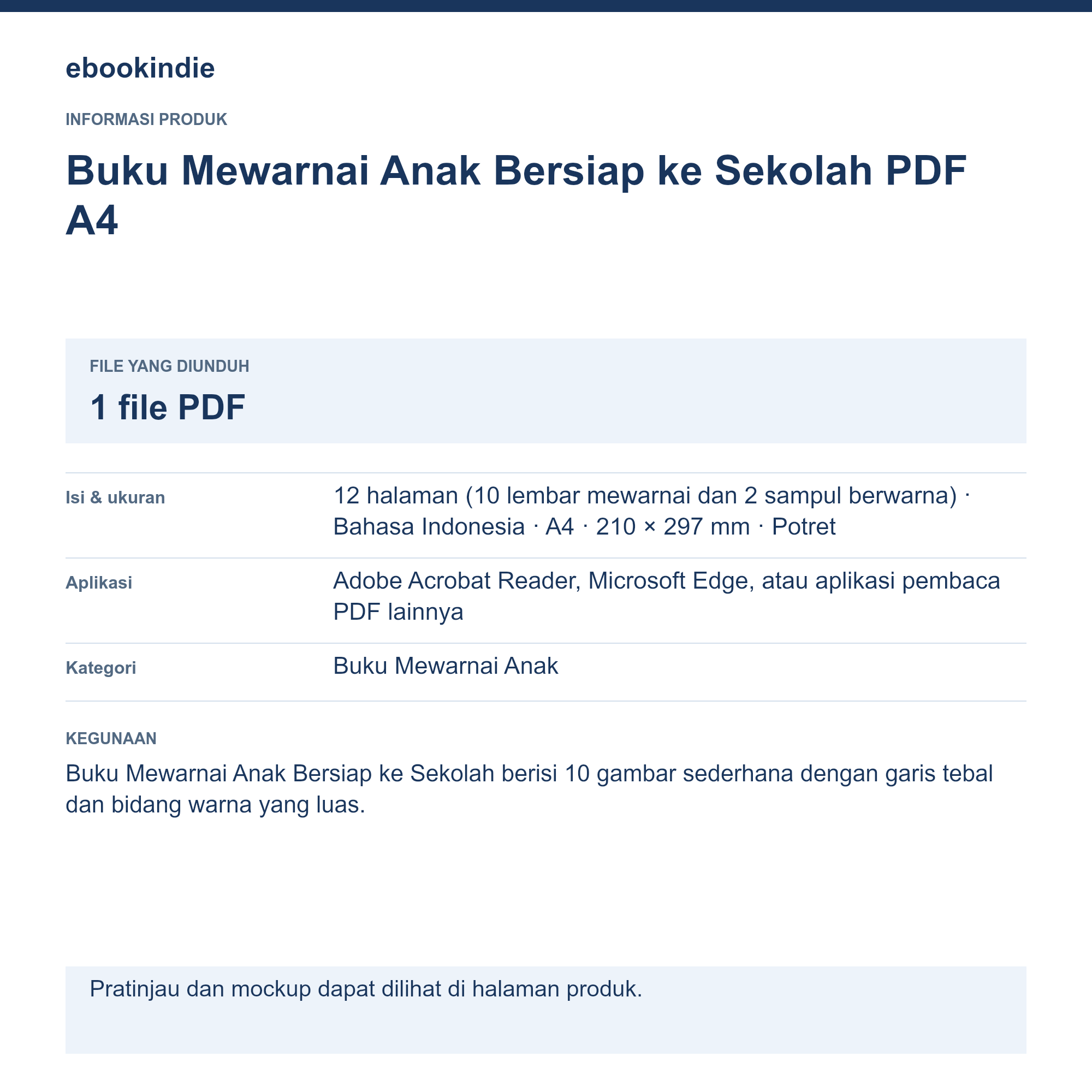 Detail Produk Buku Mewarnai Anak Bersiap ke Sekolah PDF A4