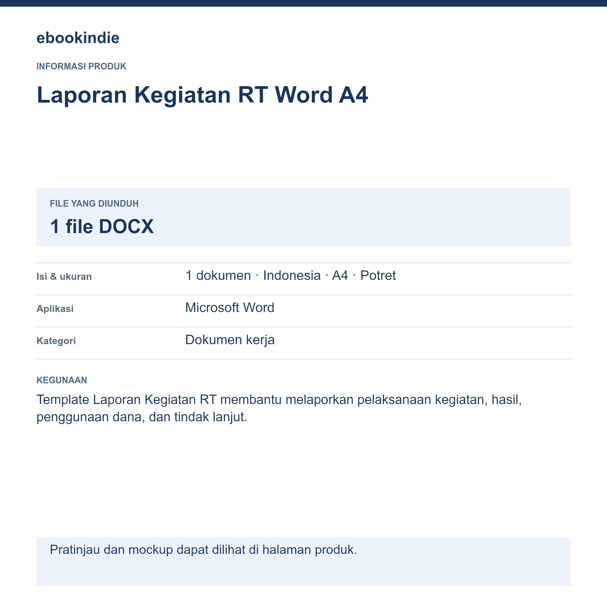 Detail Produk Laporan Kegiatan RT Word A4