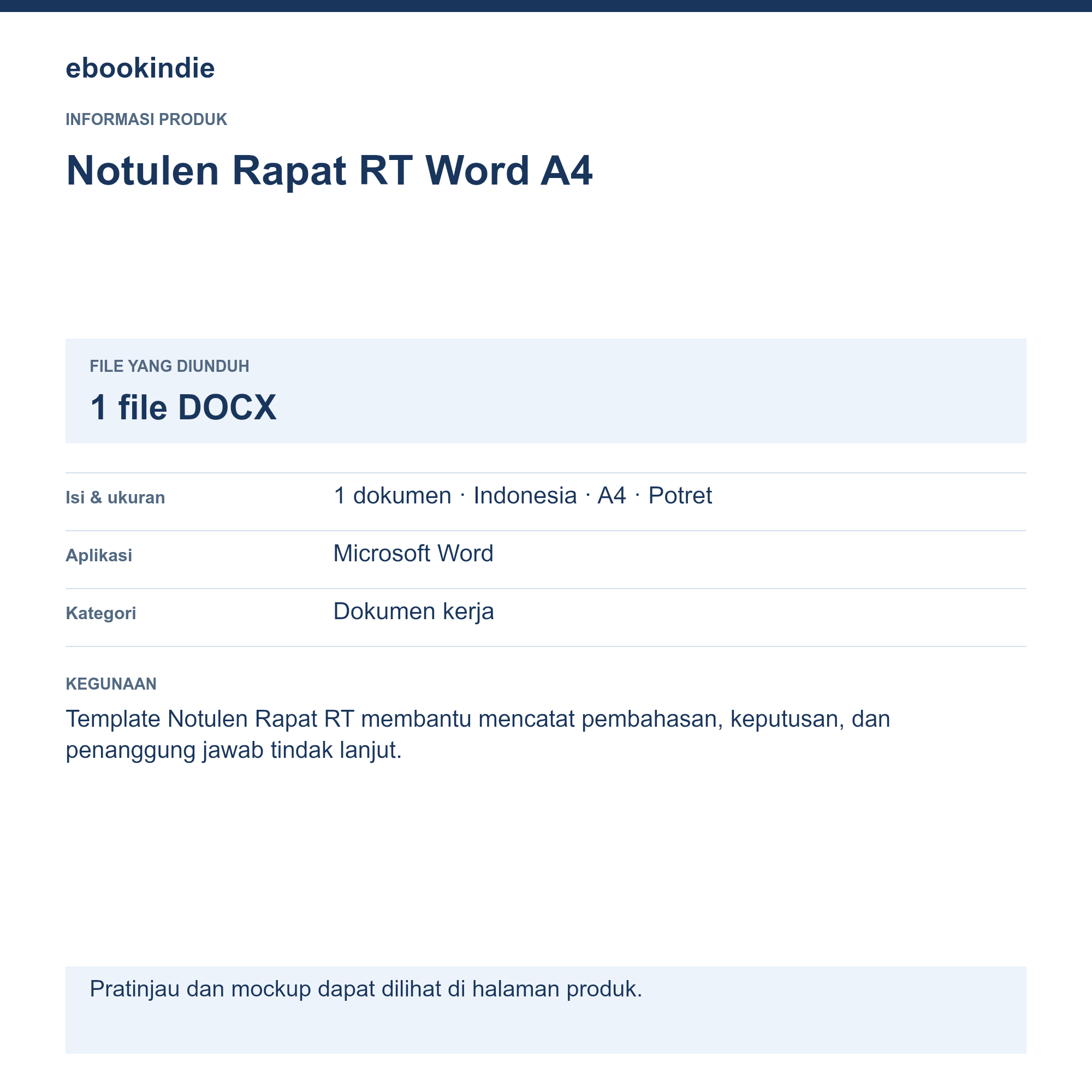 Detail Produk Notulen Rapat RT Word A4
