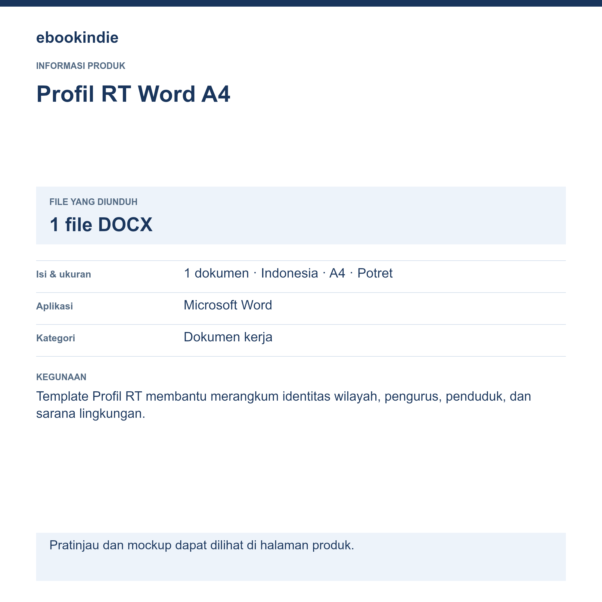 Detail Produk Profil RT Word A4