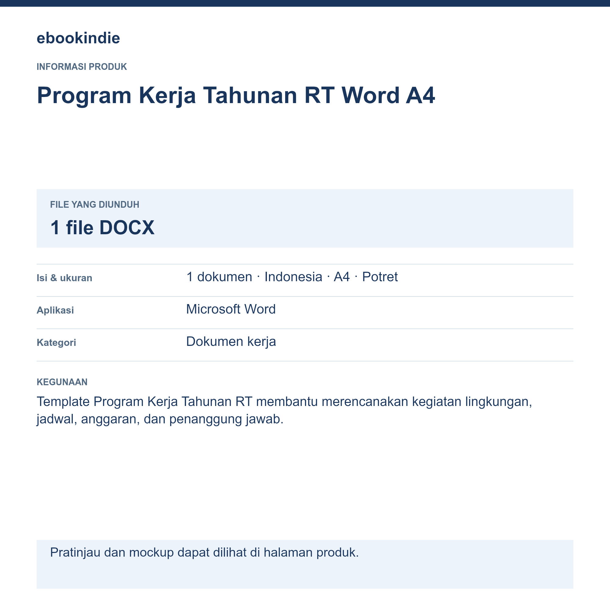 Detail Produk Program Kerja Tahunan RT Word A4