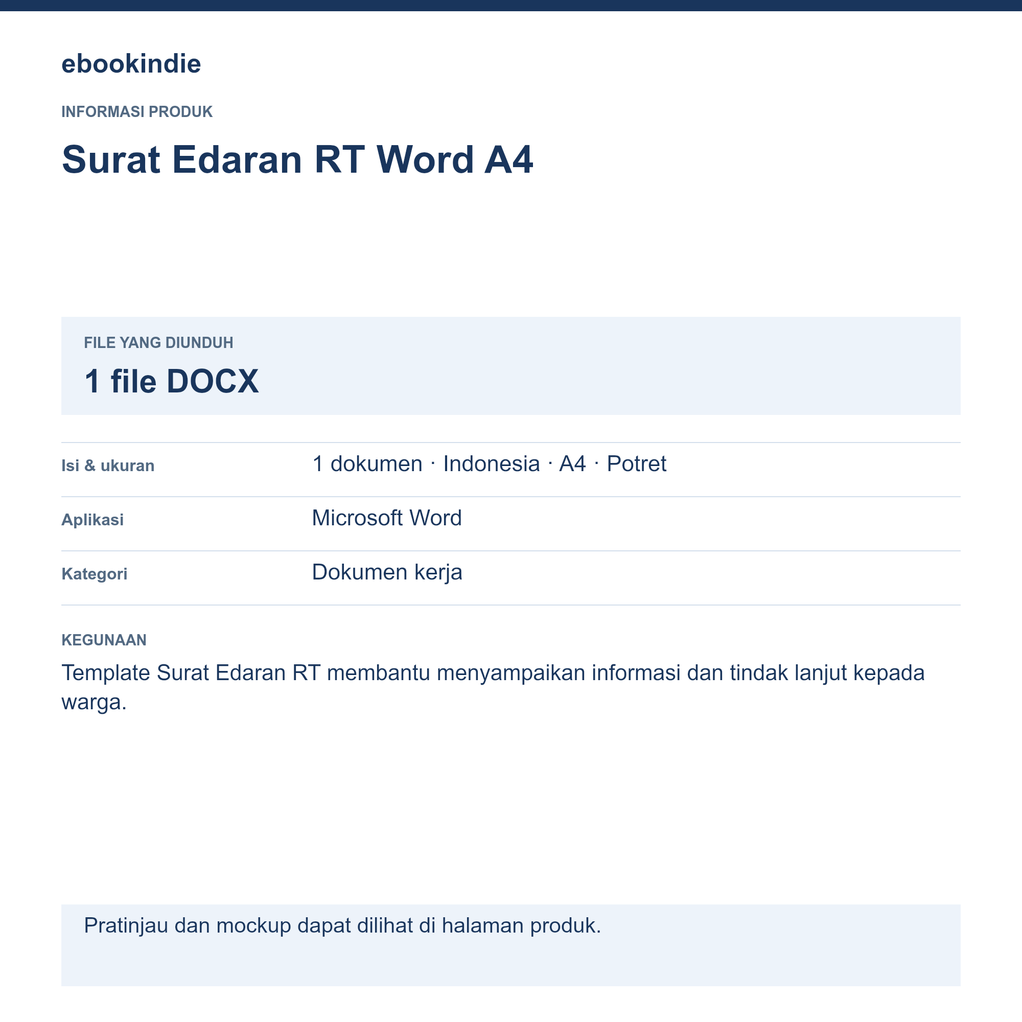 Detail Produk Surat Edaran RT Word A4