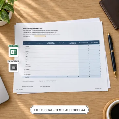 Rencana Anggaran Kas Desa Excel A4 untuk Administrasi Desa