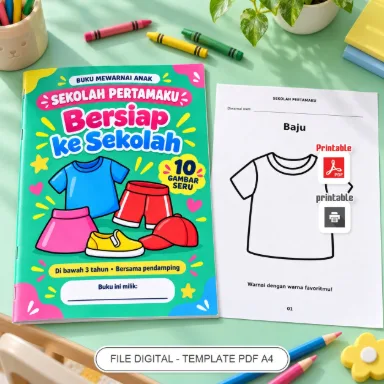 Buku Mewarnai Anak Bersiap ke Sekolah PDF A4