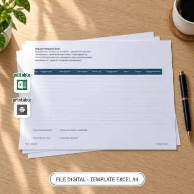 Register Pelayanan Surat Excel A4 untuk Administrasi Desa