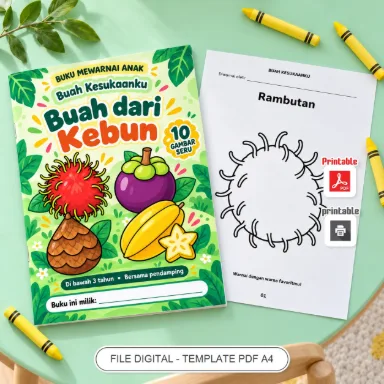 Buku Mewarnai Anak Buah dari Kebun PDF A4