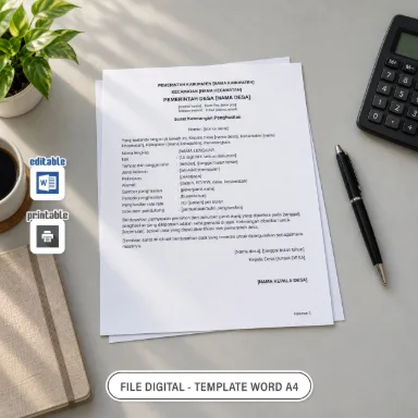 Surat Keterangan Penghasilan Word A4 untuk Administrasi Desa