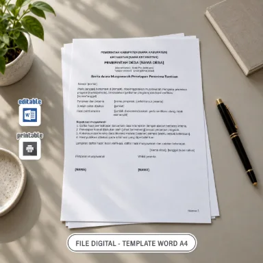 Berita Acara Musyawarah Penetapan Penerima Bantuan Word A4 untuk Administrasi Desa