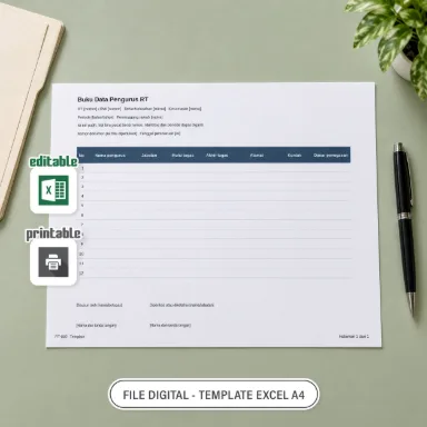 Buku Data Pengurus RT Excel A4