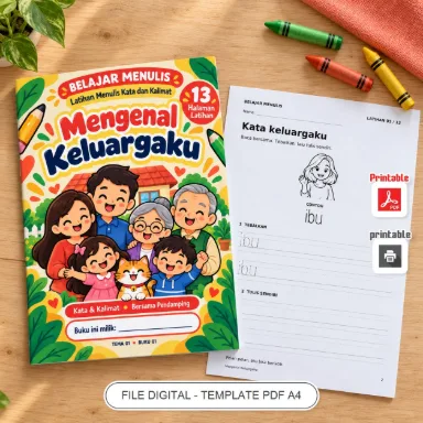 Buku Belajar Menulis Mengenal Keluargaku - Latihan Menulis Kata dan Kalimat