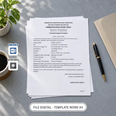 Surat Keterangan Kematian Word A4 untuk Administrasi Desa
