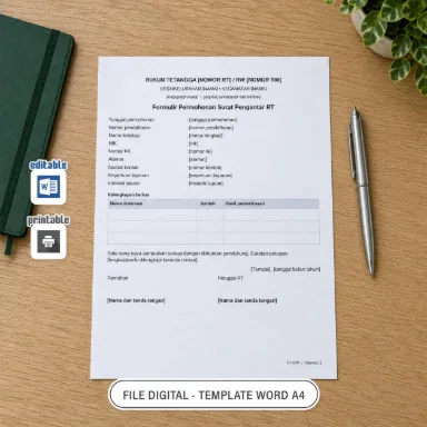 Formulir Permohonan Surat Pengantar RT Word A4