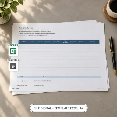 Buku Tanah Kas Desa Excel A4 untuk Administrasi Desa