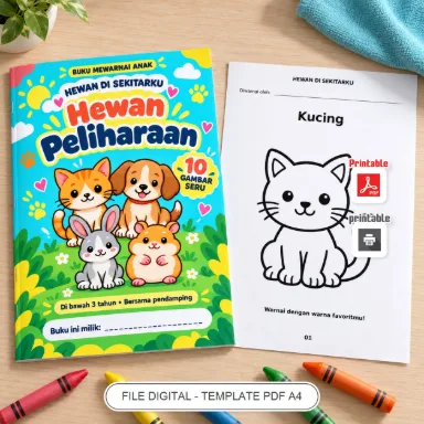 Buku Mewarnai Anak Hewan Peliharaan PDF A4