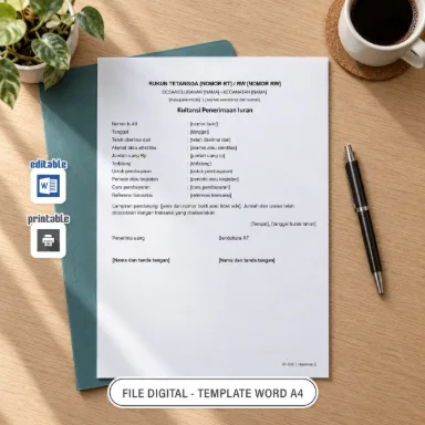 Kuitansi Penerimaan Iuran Word A4