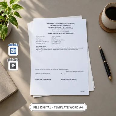 Lembar Gambar Teknis dan Pengesahan Word A4 untuk Administrasi Desa