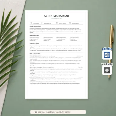 Template CV Word Bingkai Elegan — Tanpa Foto, Berwarna dan Hitam-Putih