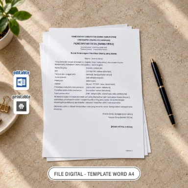 Surat Keterangan Identitas Orang yang Sama Word A4 untuk Administrasi Desa