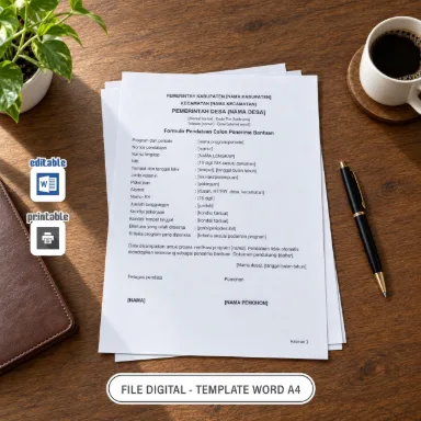 Formulir Pendataan Calon Penerima Bantuan Word A4 untuk Administrasi Desa