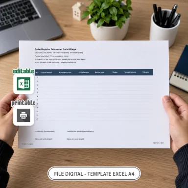 Buku Register Pelayanan Surat Warga Excel A4