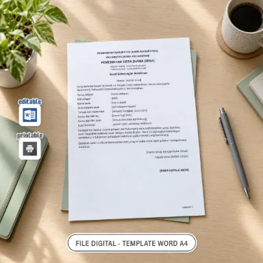Surat Keterangan Kelahiran Word A4 untuk Administrasi Desa