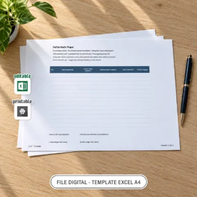 Daftar Hadir Rapat Excel A4 untuk Administrasi Desa