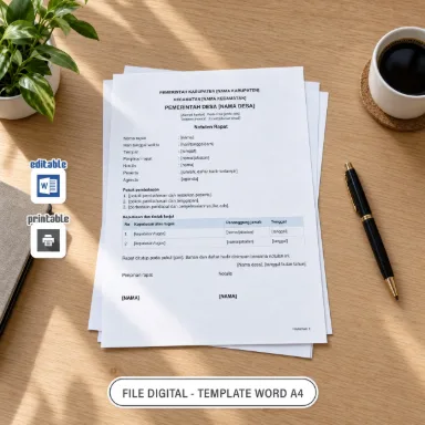 Notulen Rapat Word A4 untuk Administrasi Desa