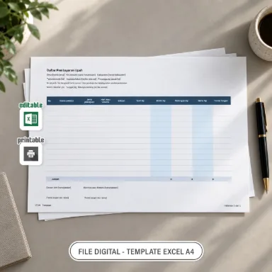 Daftar Pembayaran Upah Excel A4 untuk Administrasi Desa