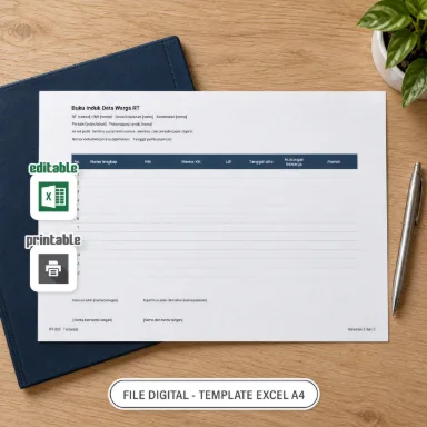 Buku Induk Data Warga RT Excel A4