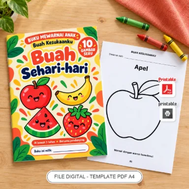 Buku Mewarnai Anak Buah Sehari-hari PDF A4