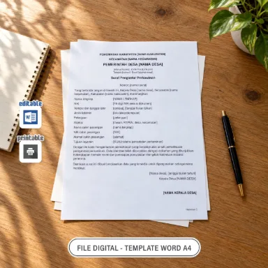 Surat Pengantar Perkawinan Word A4 untuk Administrasi Desa