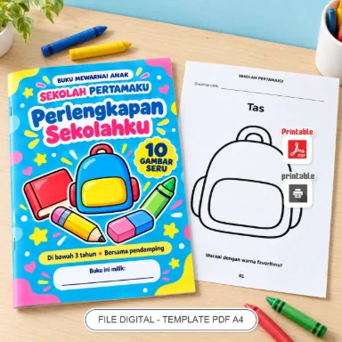 Buku Mewarnai Anak Perlengkapan Sekolahku PDF A4