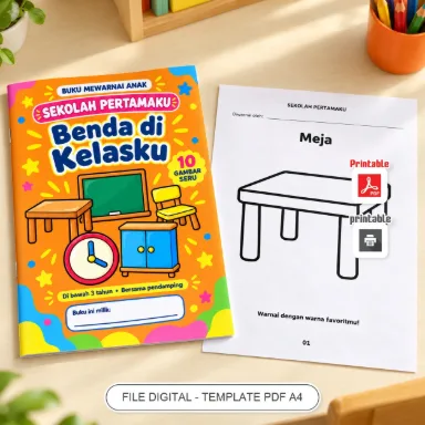 Buku Mewarnai Anak Benda di Kelasku PDF A4