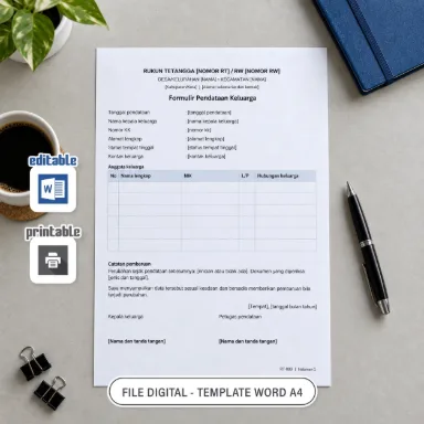 Formulir Pendataan Keluarga Word A4