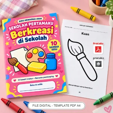 Buku Mewarnai Anak Berkreasi di Sekolah PDF A4