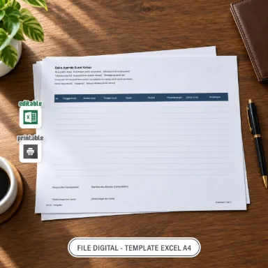 Buku Agenda Surat Keluar Excel A4 untuk Administrasi Desa