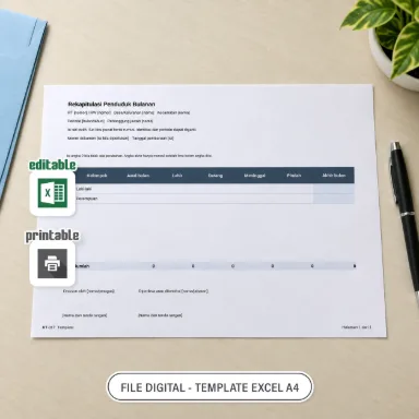 Rekapitulasi Penduduk Bulanan Excel A4
