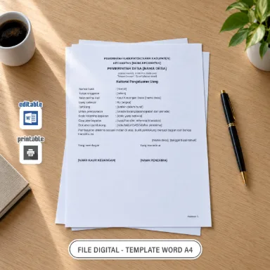 Kuitansi Pengeluaran Uang Word A4 untuk Administrasi Desa