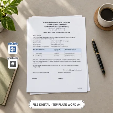 Berita Acara Serah Terima Hasil Pekerjaan Word A4 untuk Administrasi Desa