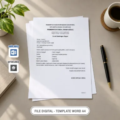 Surat Undangan Rapat Word A4 untuk Administrasi Desa