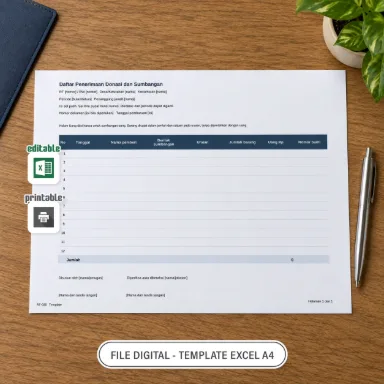 Daftar Penerimaan Donasi dan Sumbangan Excel A4