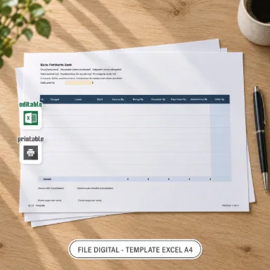 Buku Pembantu Bank Excel A4 untuk Administrasi Desa