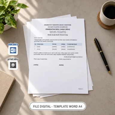 Berita Acara Serah Terima Arsip Word A4 untuk Administrasi Desa