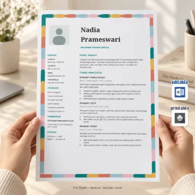 Template CV Word Bingkai Abstrak — Berwarna dan Hitam-Putih A4