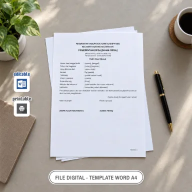 Bukti Kas Masuk Word A4 untuk Administrasi Desa