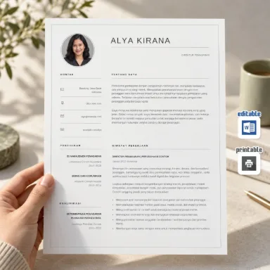 Template CV Word Editorial Ikon — Berwarna dan Hitam-Putih A4
