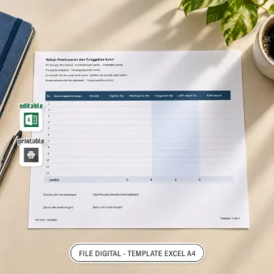 Rekap Pembayaran dan Tunggakan Iuran Excel A4