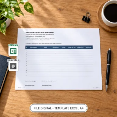Daftar Penyaluran dan Tanda Terima Bantuan Excel A4